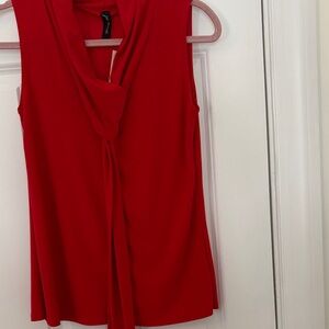 Chic Red Drape Neck Blouse